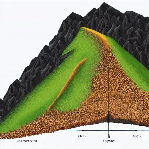 Image similar to cross section of a mountain, detailed.