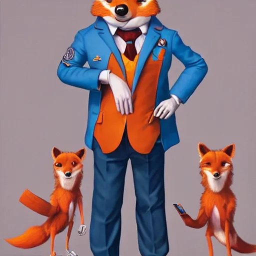 Image similar to a cute male anthropomorphic vulpes vulpes fulva teacher wearing suit working at a school, pixar style, by tristan eaton stanley artgerm and tom bagshaw.