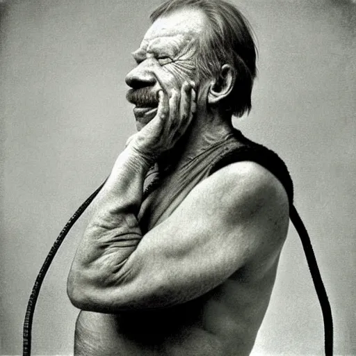 Image similar to vaclav havel on a photo by jan saudek