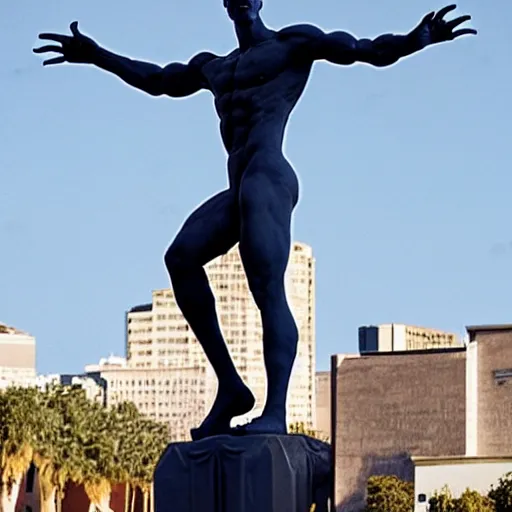 Image similar to a statue of an beautiful athletic male alien sculpted by michelangelo