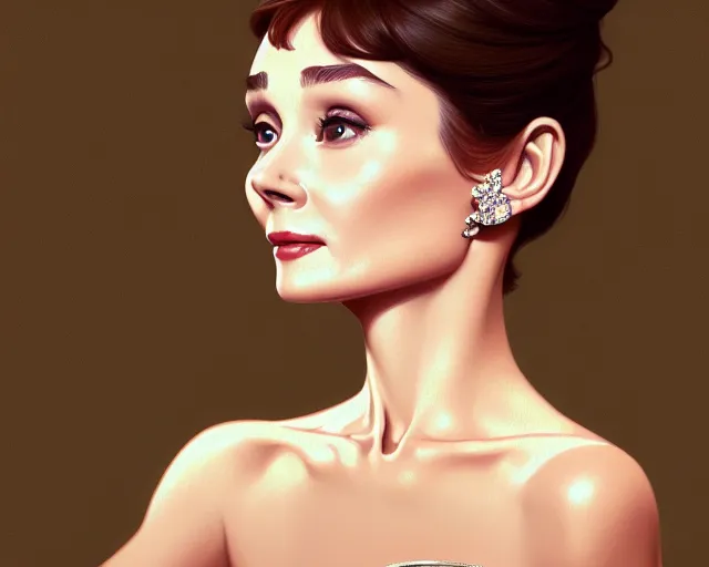 Image similar to photography of audrey hepburn in breakfast at tiffany's, deep focus, intricate, elegant, highly detailed, digital painting, artstation, concept art, matte, sharp focus, illustration, art by artgerm and greg rutkowski and alphonse mucha