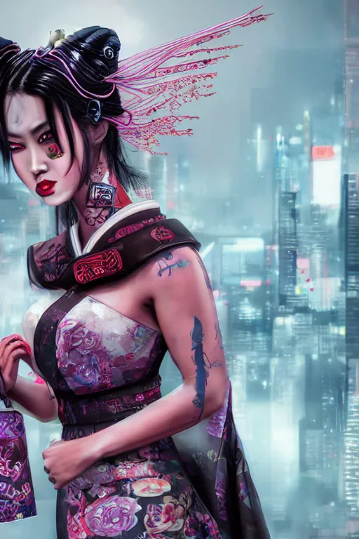 Image similar to agile geisha cyberpunk Dragon princess, digital art, 8k ,character ,realistic, portrait, hyperrealistic