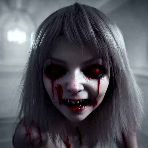 Image similar to cute vampire, ultra realistic, concept art, intricate details, dark vibe, highly detailed, photorealistic, octane render, 8 k, unreal engine,