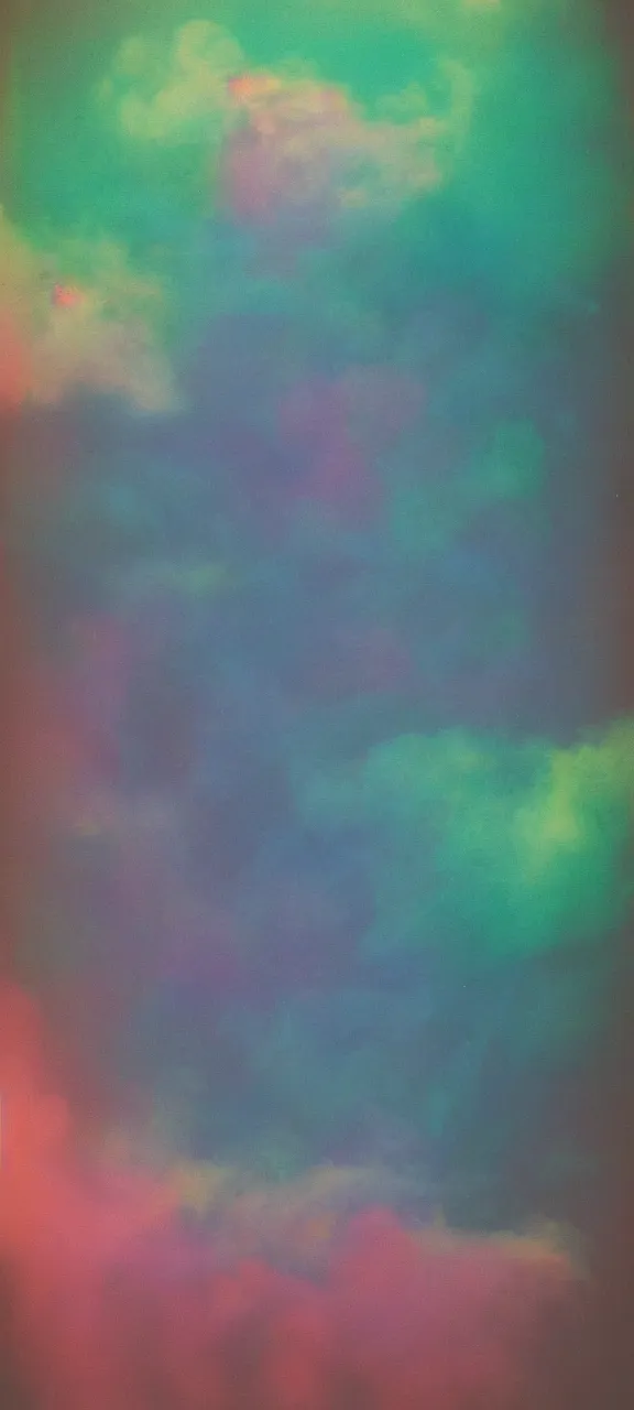 Prompt: polaroid of coloured smoke, gradient, texture, lomography