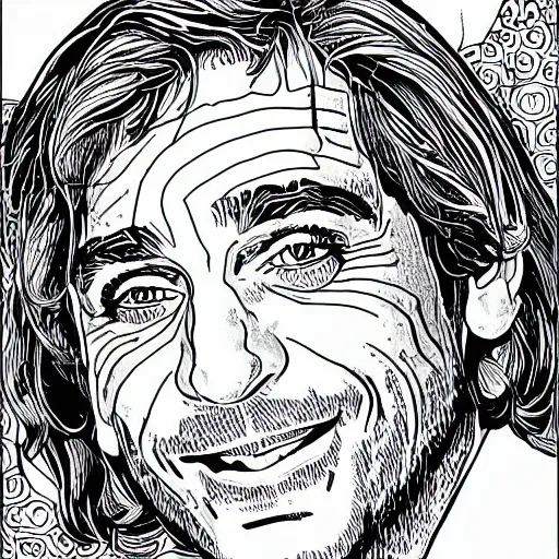 Prompt: Tony Danza coloring book page, line art, black and white