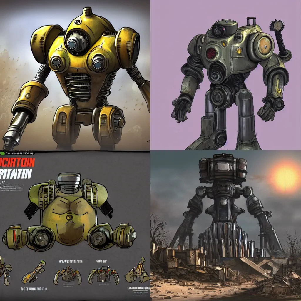 Prompt: Fallout Protectron Concept Art