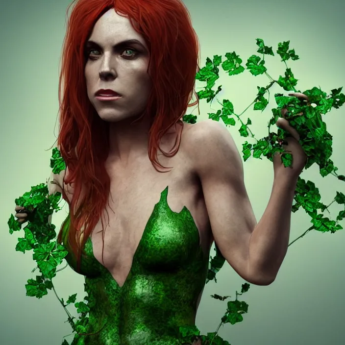 Image similar to portrait of Melanie C as a Poison Ivy. intricate artwork. by Tooth Wu, wlop, beeple, dan mumford. octane render, trending on artstation, greg rutkowski very coherent symmetrical artwork. cinematic, hyper realism, high detail, octane render, 8k