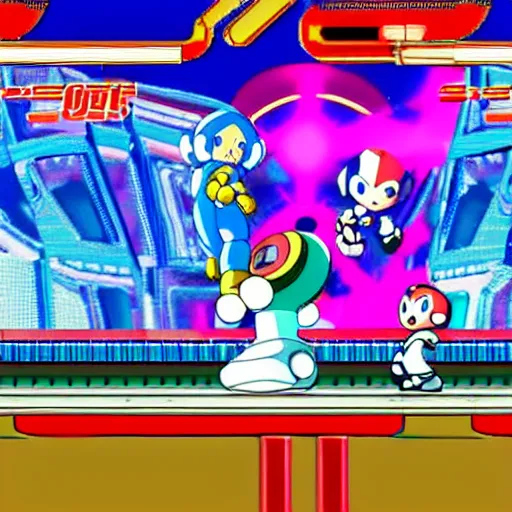 Image similar to astro boy vs. mega man, the video game, 2 0 0 2, 3 d cgi action adventure game, nintendo gamecube screenshot