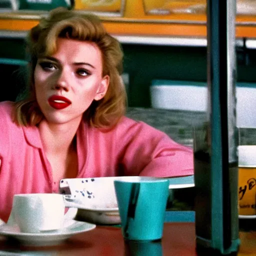 Image similar to a still of Scarlett Johansson at the double r diner in Twin Peaks (1990)