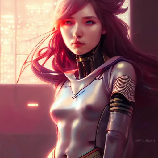 Image similar to beautiful trooper anime girl portrait, anime, cyberpunk, ultra detailed, elegant, intricate, dynamic lighting, hyperrealist, digital art, digital painting, artstation, wlop, sharp focus, illustration, art by artgerm and greg rutkowski and alphonse mucha, 8 k