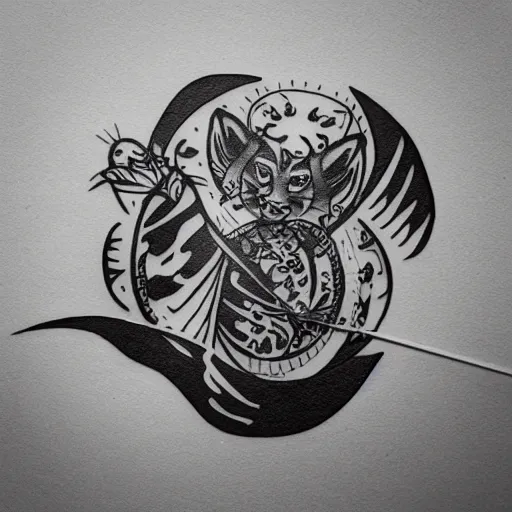 Prompt: tattoo design, stencil, fine line art, seal coming out of water with ripples around its face, artgerm, n - 4