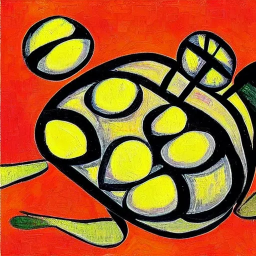 Prompt: A cubist painting of a Ladybug in the Style of vincent Van Gogh