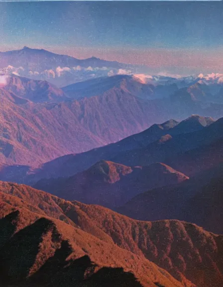 Image similar to vintage color photo of mysterious light being floating over Cordillera De Los Andes, 8k definition