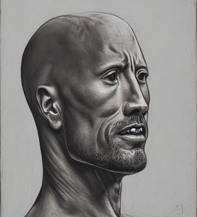 Image similar to portrait of Dwayne Johnson,(((head as a rock)))