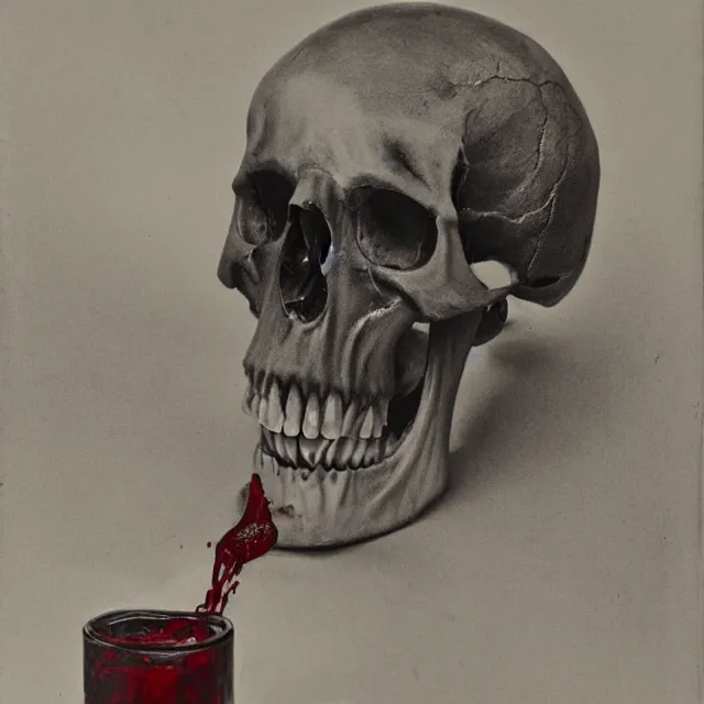 Image similar to blood pouring from a skull, primitive art