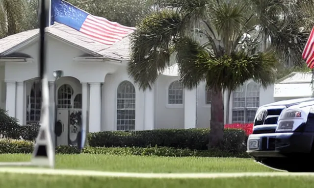 Image similar to Trump says FBI agents raided his Florida home