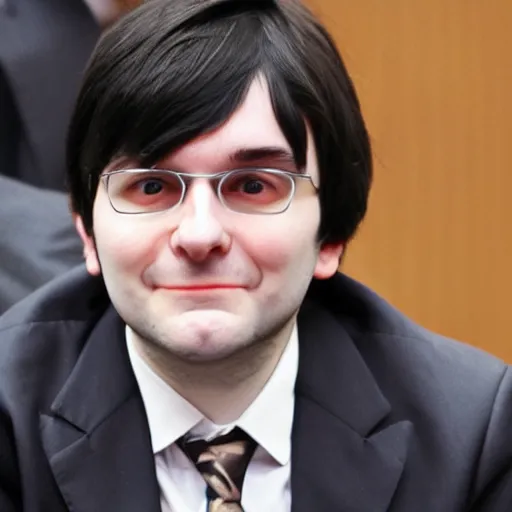 Image similar to cute looking martin shkreli at his trial, cosplaying a girl with cat ears, wearing nekomimi