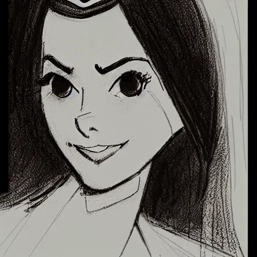 Image similar to milt kahl sketch of victoria justice as princess padme from star wars episode 3