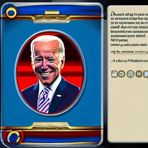 Image similar to joe biden as a yugioh card, award winning professional digital art