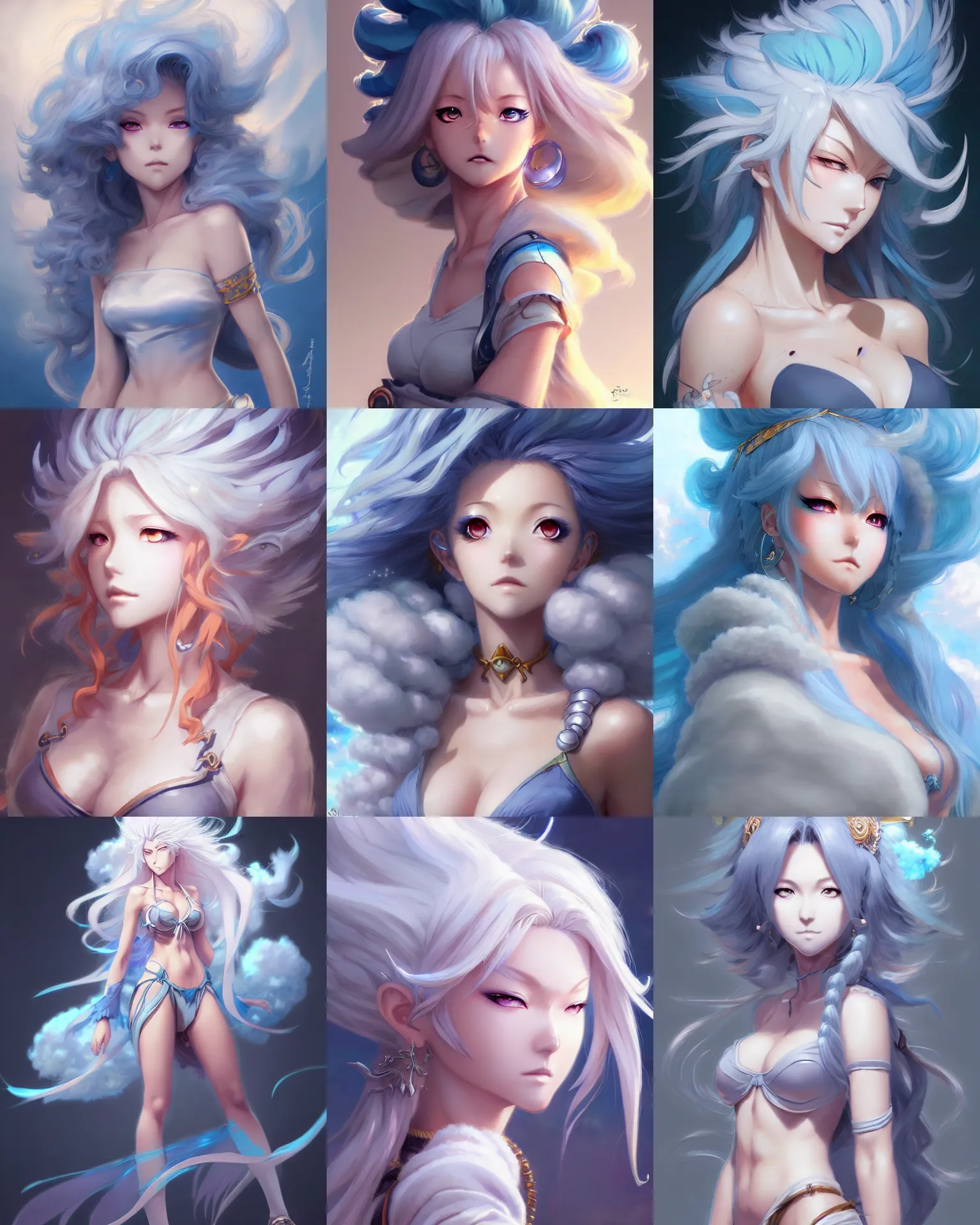 Image similar to character concept art of an anime stormy cloud goddess | | cute - fine - face, pretty face, realistic shaded perfect face, fine details by stanley artgerm lau, wlop, rossdraws, james jean, andrei riabovitchev, marc simonetti, and sakimichan, trending on artstation