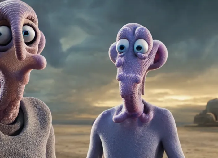 Image similar to film still of squidward in the new scifi movie, 4 k