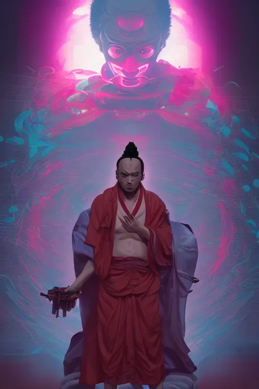 Prompt: portrait of yokai bodhisattva vajrayana dzogchen ninja slayer, japan, in cyberpunk, neon lighting, night city, digital art from artstation by Ruan Jia and Mandy Jurgens and Artgerm and william-adolphe bouguereau and Greg Rutkowski