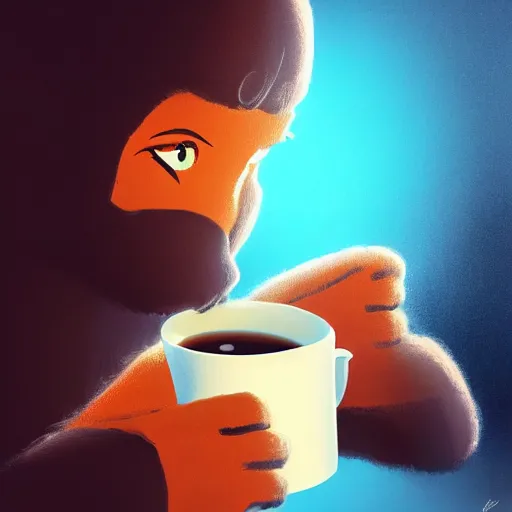 Prompt: a king drinking a cup of tea by christopher balaskas, trending on artstation, 8 k, highly detailed, digital painting