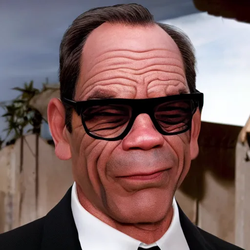 Image similar to anothony hopskins as tommy lee jones in men in black, cinematic