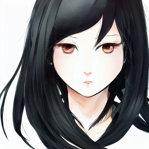 Image similar to full headshot portrait of a girl with long black hair, wearing a surgical mask, drawn by ATDAN, by Avetetsuya Studios, attractive character, colored sketch anime manga panel, trending on Pixiv