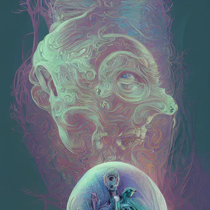 Prompt: tilda swinton, science fiction, extremely detailed, sharp focus, pastel colors, intricate, beautiful, illustration, volumetric lighting, digital painting, by roger dean, by simon stalenhag, by alex grey