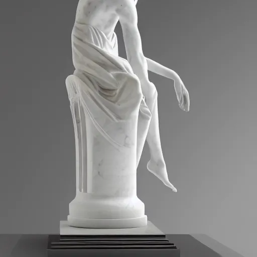 Prompt: a faceless marble statue of a faceless angel in a luxurious museum with elegant sunlight hitting the statue, 4 k, hyper realistic, extremely detailed,