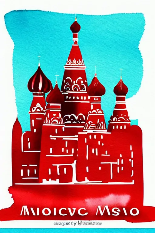 Image similar to minimalist watercolor art of moscow, illustration, vector art