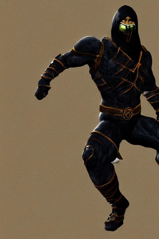 Image similar to scorpion from mortal kombat 3 d render