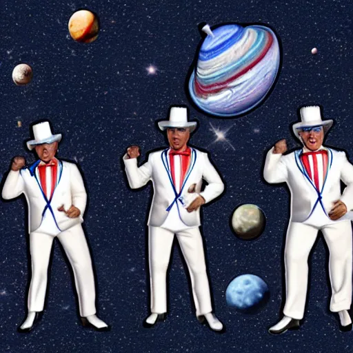 Prompt: a barbershop quartet in space