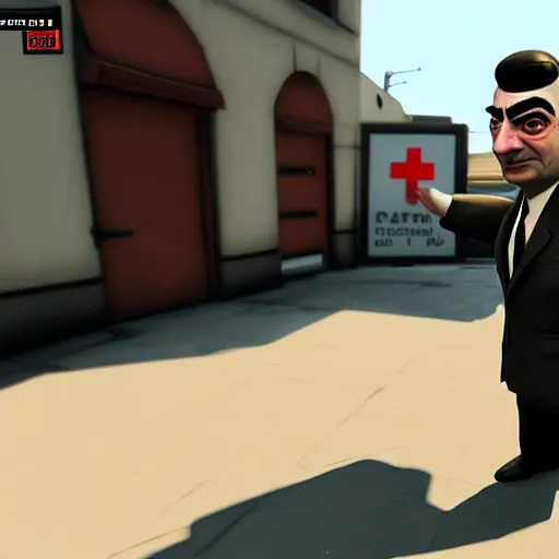 Prompt: mr. bean as medic in team fortress 2. unreal engine, source engine, tf 2, valve