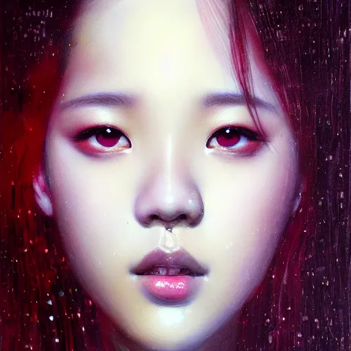 Image similar to jisoo of blackpink, hyperrealistic portrait, bladerunner street, art of elysium by karol bak and agnes cecile, fantasy art, photo realistic, dynamic lighting, artstation, poster, volumetric lighting, very detailed face, 8 k, award winning