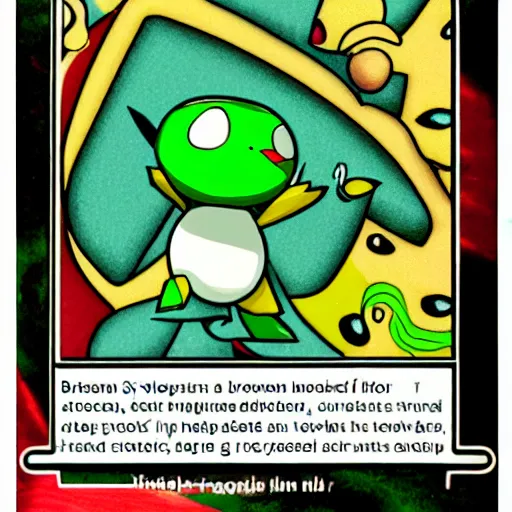 Prompt: a pokemon card showing a broccoli with hands