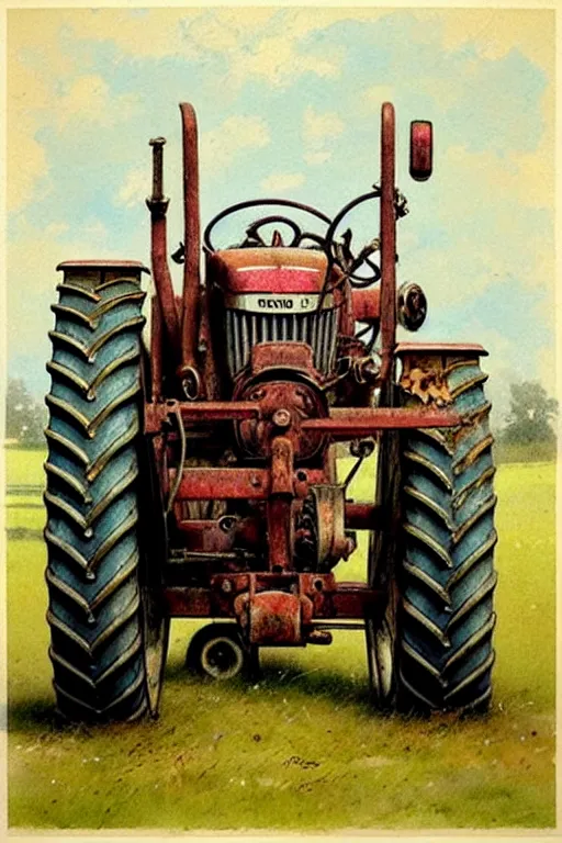 Image similar to ( ( ( ( ( farm tractor. muted colors. ) ) ) ) ) by jean - baptiste monge!!!!!!!!!!!!!!!!!!!!!!!!!!!