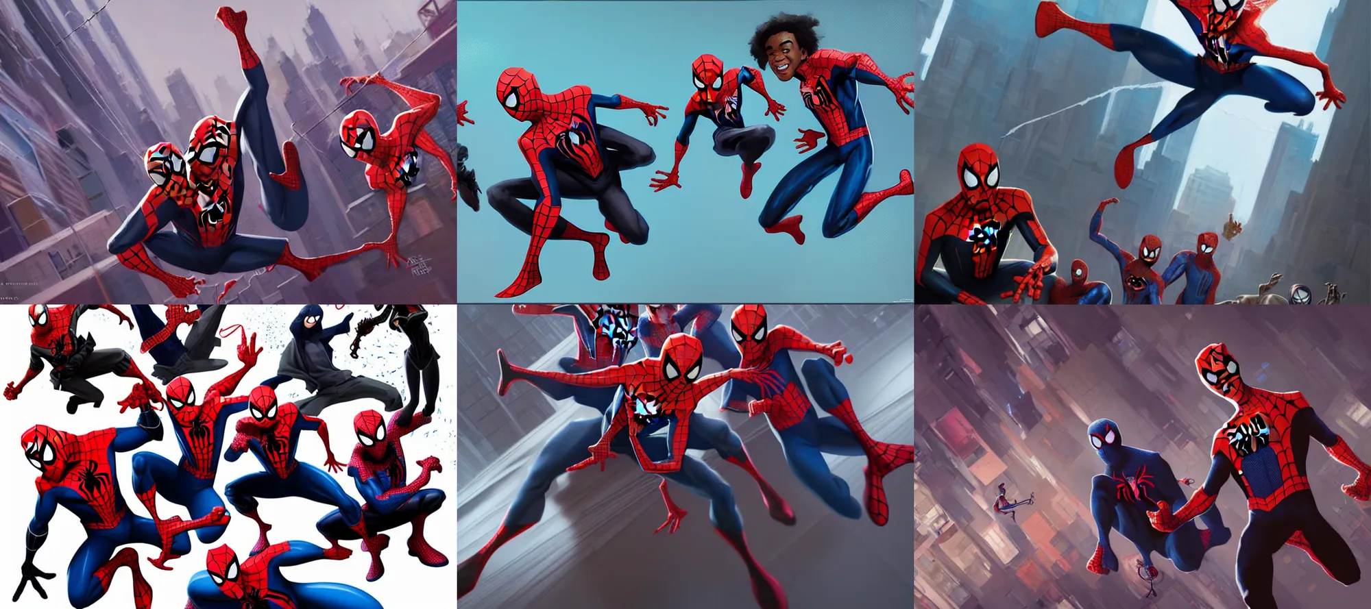 Prompt: spider - verse art style, artstation, trending, highly detailed, smooth, focus, unrael engine 5, by alberto mielgo, craig mullins, robh ruppel, yun ling, vaughan ling, neil ross, peter chan, jesus alonso iglesias, raffaello vecchione