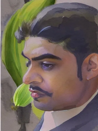 Image similar to water color painting, artwork by saul leiter, of a solo individual portrait of an indian guy holding lilies, dapper, simple illustration, domestic, nostalgic, full of details, matte painting, trending on artstation and unreal engine