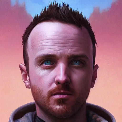 Image similar to highly detailed portrait of jesse pinkman, unreal engine, fantasy art by greg rutkowski, loish, rhads, ferdinand knab, makoto shinkai and lois van baarle, ilya kuvshinov, rossdraws, tom bagshaw, global illumination, radiant light, detailed and intricate environment