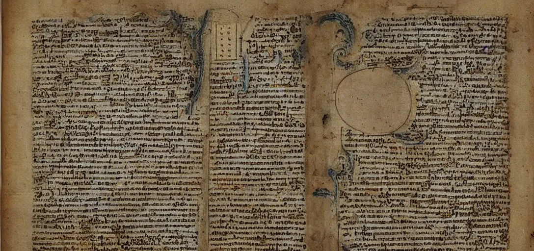 Prompt: source code written on ancient manuscript, medeival manuscript, ink manuscript, gothic font technical drawing blueprint