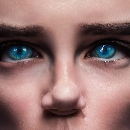 Prompt: first - person photograph of a furious woman, white space, 4 k, professional photography, extreme detail, realistic facial features, eye contact