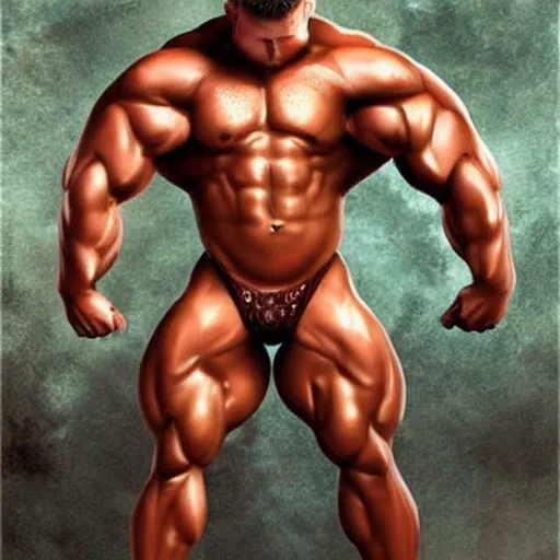 Image similar to digustingly muscular bodybuilder. fantasy art