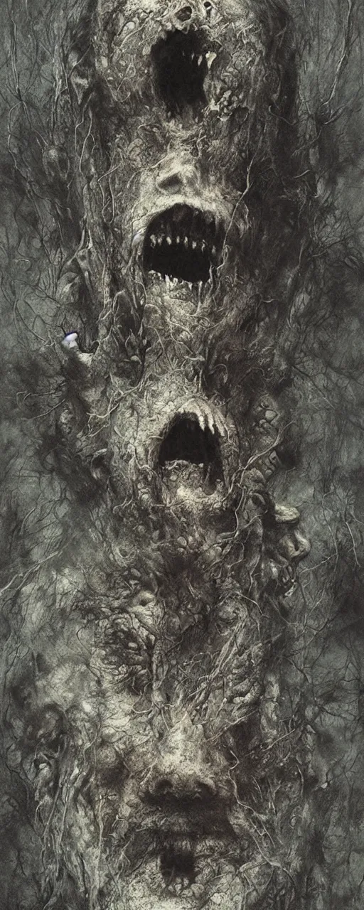 Prompt: fear face, kieth thomsen, zdzislaw beksinski