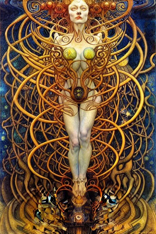 Image similar to Divine Chaos Engine by Karol Bak, Jean Delville, William Blake, Gustav Klimt, and Vincent Van Gogh, symbolist, visionary