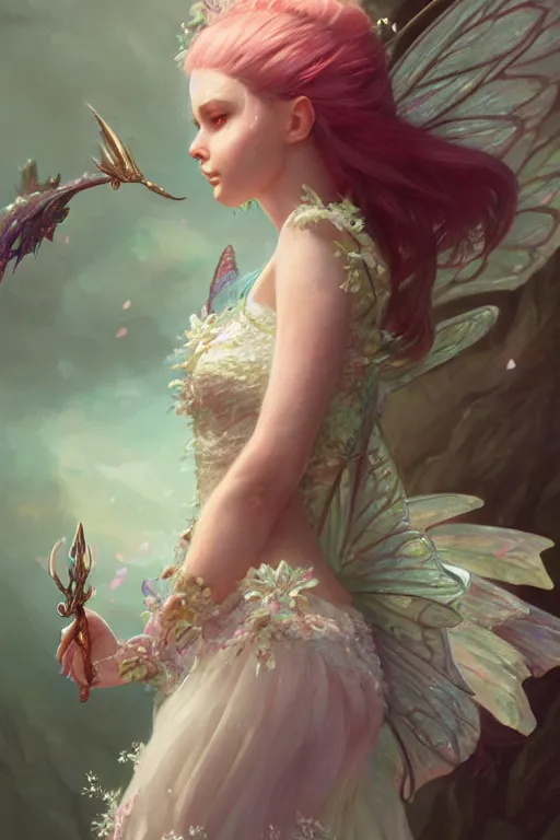 Image similar to fairy princess, highly detailed, d & d, fantasy, highly detailed, digital painting, trending on artstation, concept art, sharp focus, illustration, art by artgerm and greg rutkowski and fuji choko and viktoria gavrilenko and hoang lap