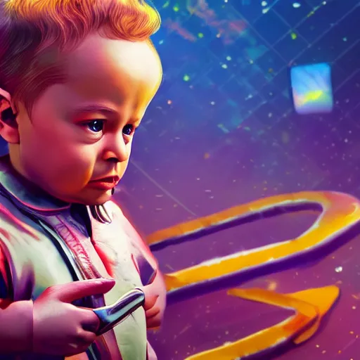 Prompt: elon musk as baby cupid, macro, vibrant, gta artstyle, masterpiece, wide shot, dramatic background, octane render, hyperrealistic, highly detailed, artstation, HD, cinematic, 8k, beautiful, symmetrical