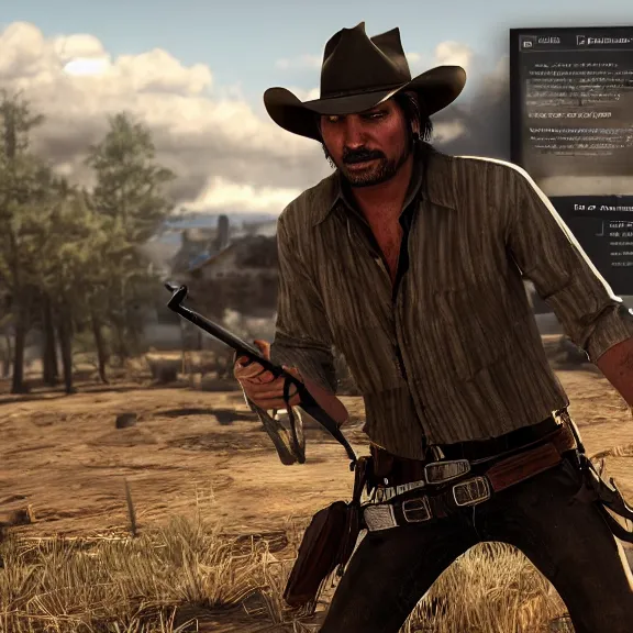 Image similar to john marston playing pc games