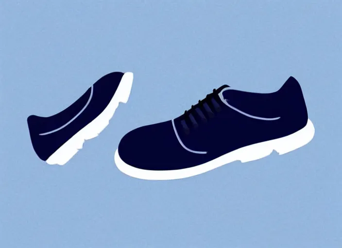 Image similar to a pair of navy blue shoes. sky blue background. clean cel shaded vector art. shutterstock. behance hd by lois van baarle, artgerm, helen huang, by makoto shinkai and ilya kuvshinov, rossdraws, illustration, art by ilya kuvshinov